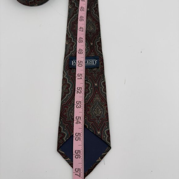 Lands’ End Direct Merchants Men’s Necktie Maroon/Green/Blue 90’s Office - Picture 7 of 8